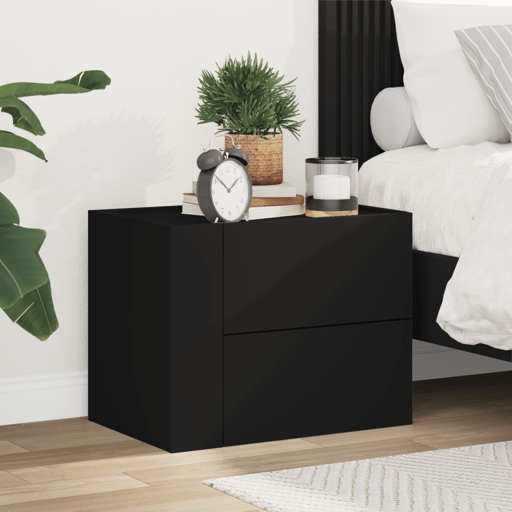 Wall Bedside Table Black 45x30x35 cm