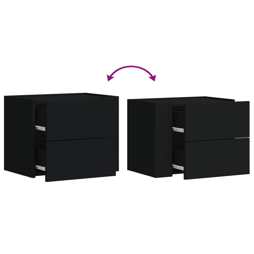Wall Bedside Table Black 45x30x35 cm