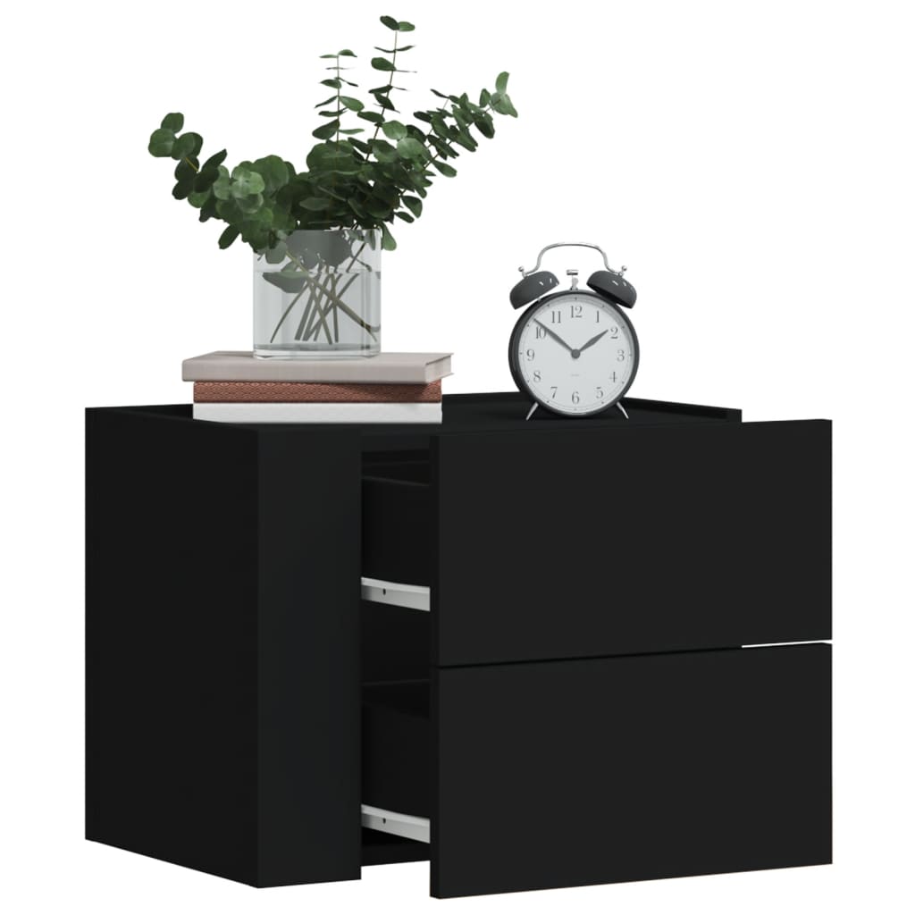 Wall Bedside Table Black 45x30x35 cm