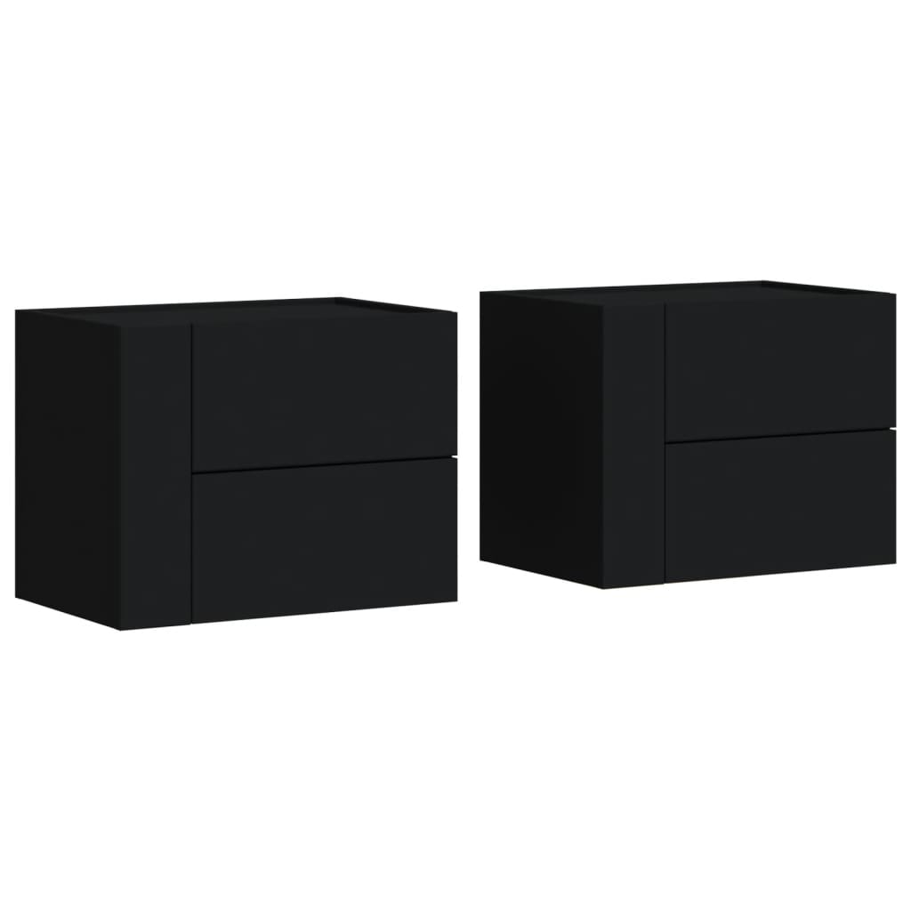 Wall Bedside Tables 2 pcs. Black 45x30x35 cm