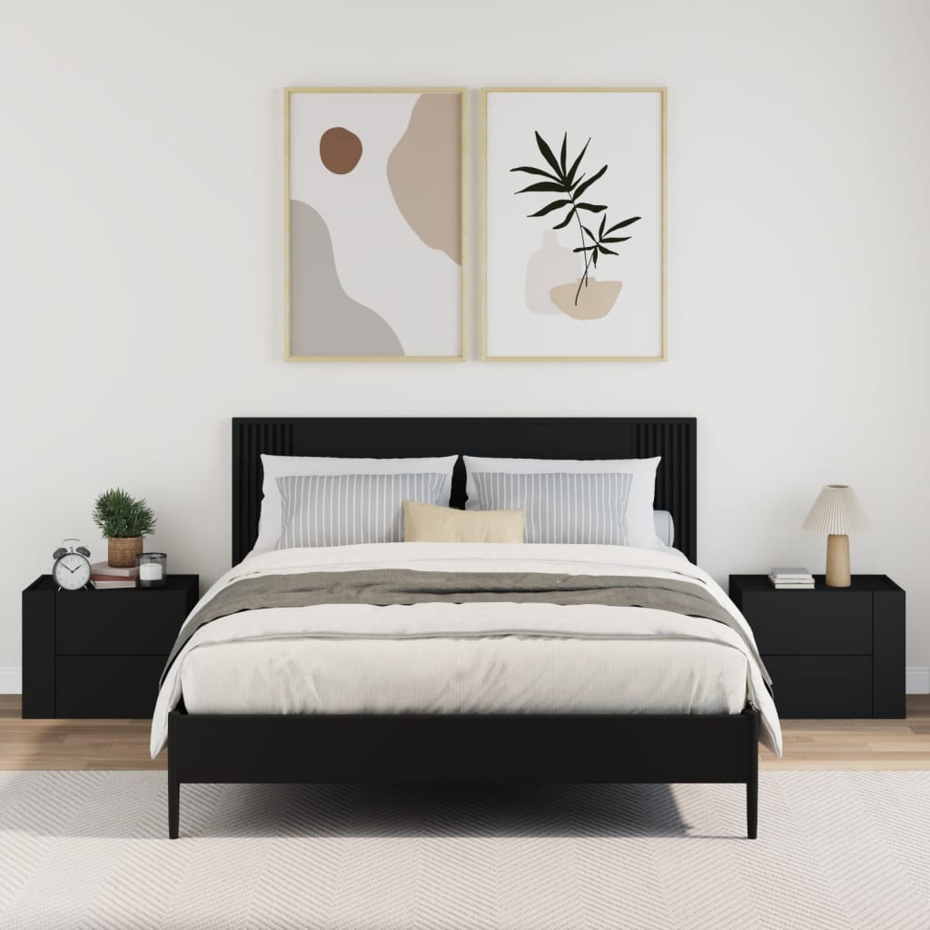 Wall Bedside Tables 2 pcs. Black 45x30x35 cm