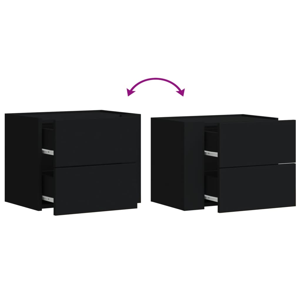 Wall Bedside Tables 2 pcs. Black 45x30x35 cm