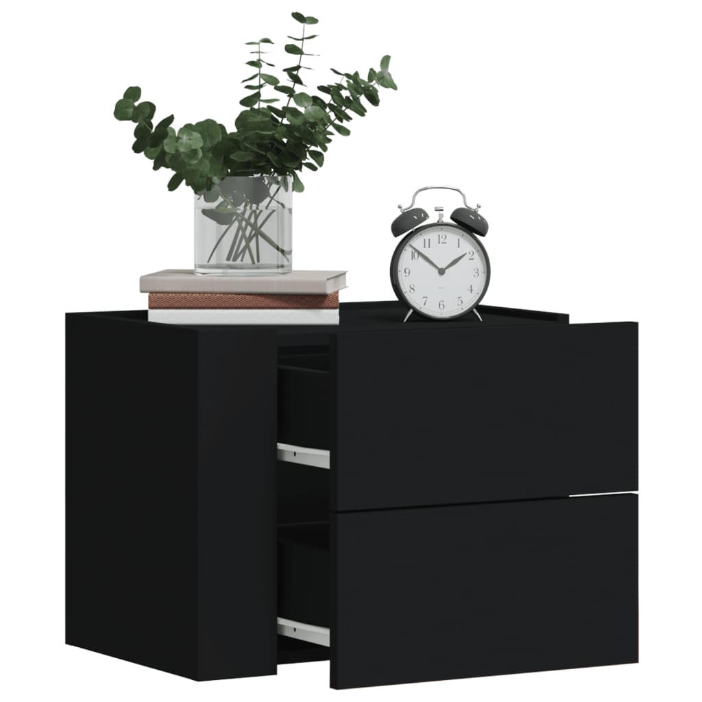 Wall Bedside Tables 2 pcs. Black 45x30x35 cm