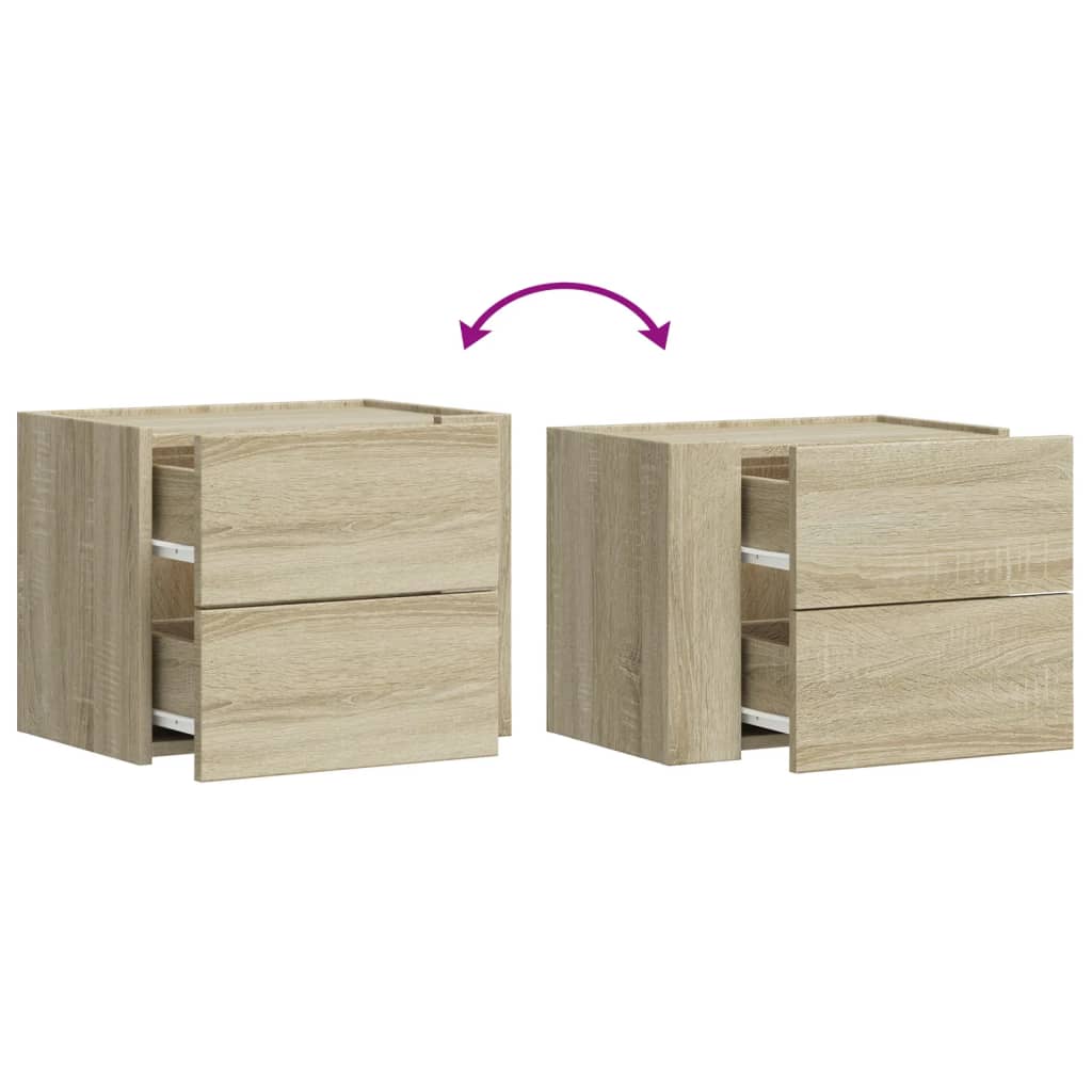 Wall-mounted bedside table Sonoma oak 45x30x35 cm