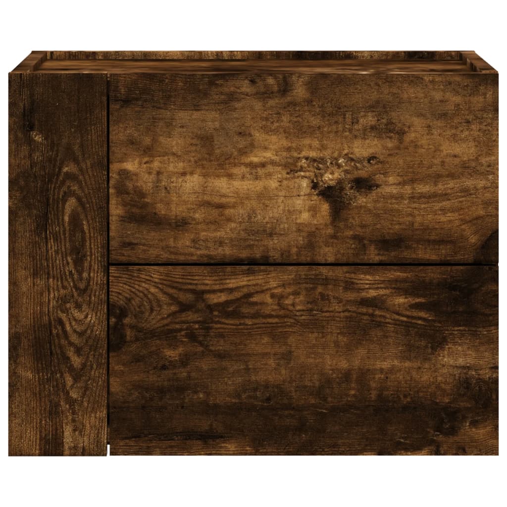 Wall-mounted bedside table smoked oak 45x30x35 cm