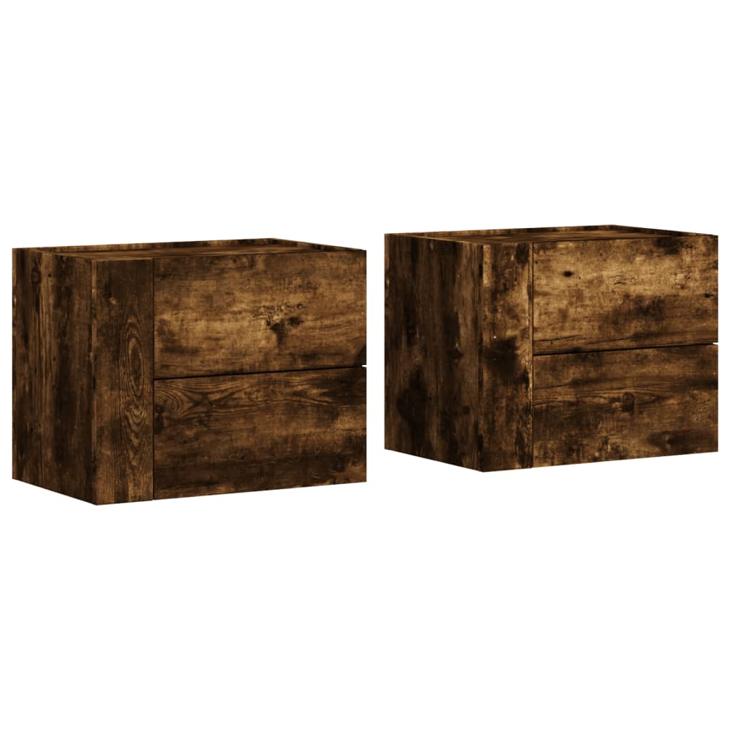 Wall-mounted bedside tables 2 pcs. Smoked oak 45x30x35 cm