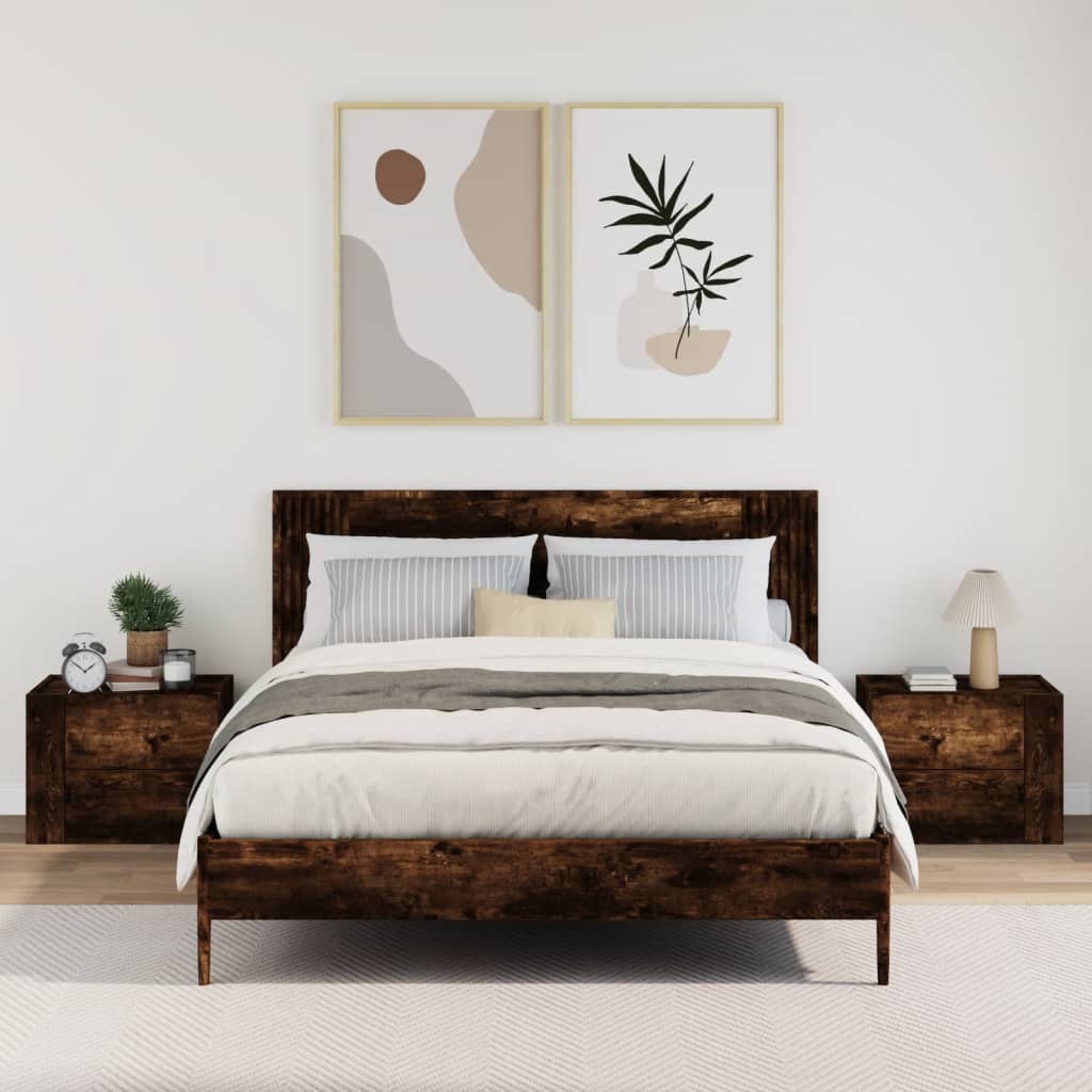 Wall-mounted bedside tables 2 pcs. Smoked oak 45x30x35 cm