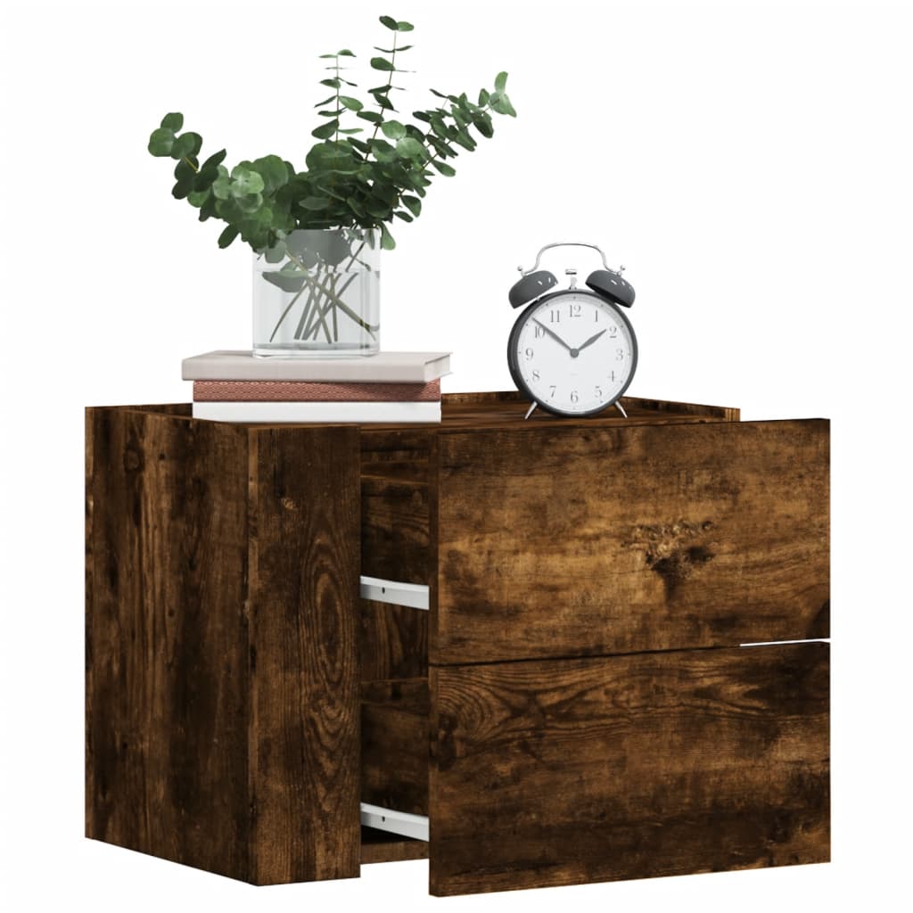 Wall-mounted bedside tables 2 pcs. Smoked oak 45x30x35 cm