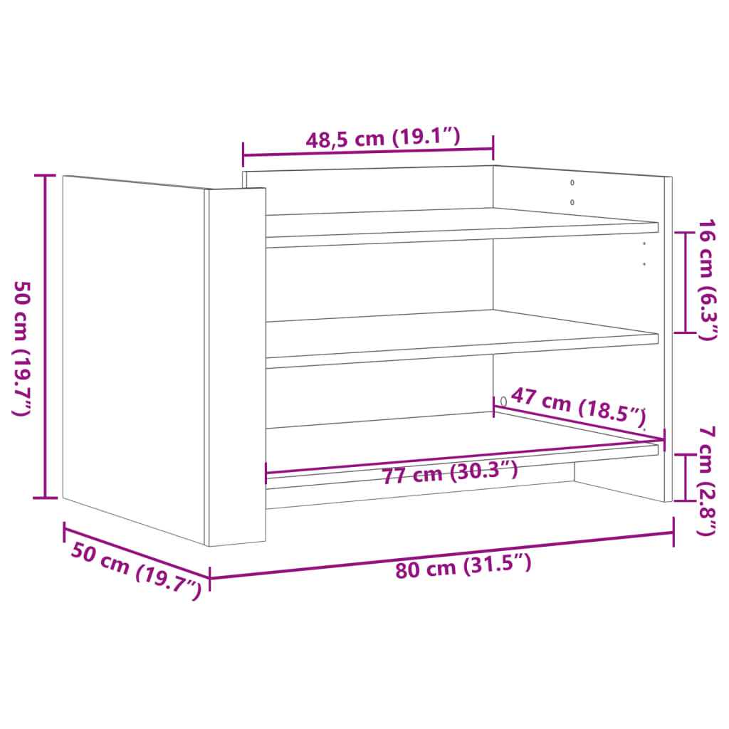 Table basse blanche 80x50x50 cm en bois