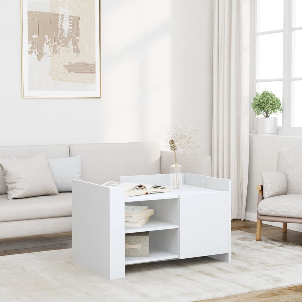 Table basse blanche 80x50x50 cm en bois