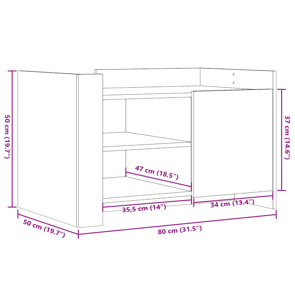 Coffee table Sonoma oak 80x50x50 cm wood material