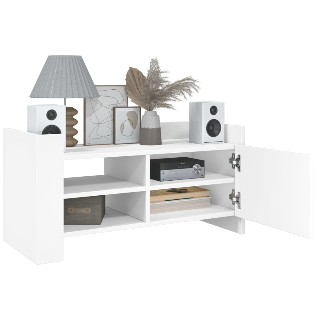 Meuble TV blanc 80x35x40 cm en bois