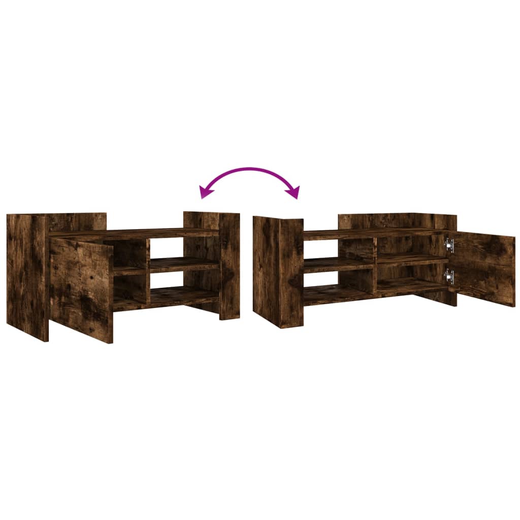 Meuble TV chêne fumé 80x35x40 cm en bois