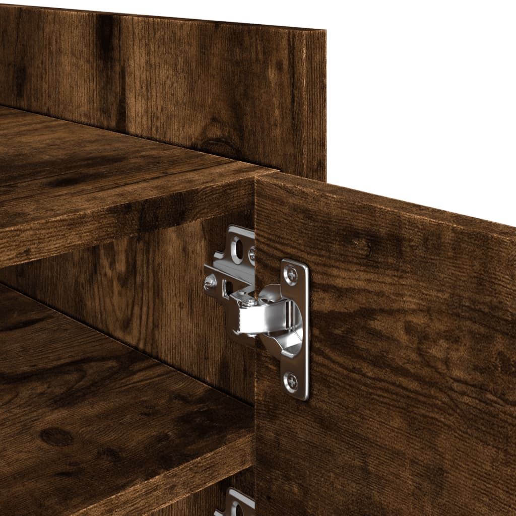 Meuble TV chêne fumé 80x35x40 cm en bois