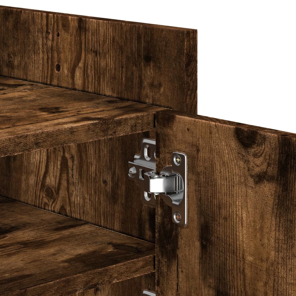 Meuble TV chêne fumé 100x35x40 cm matériau bois