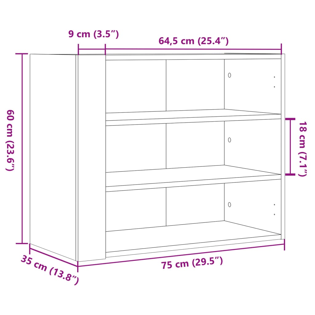 Wall shelf gray Sonoma 75x35x60 cm wood material