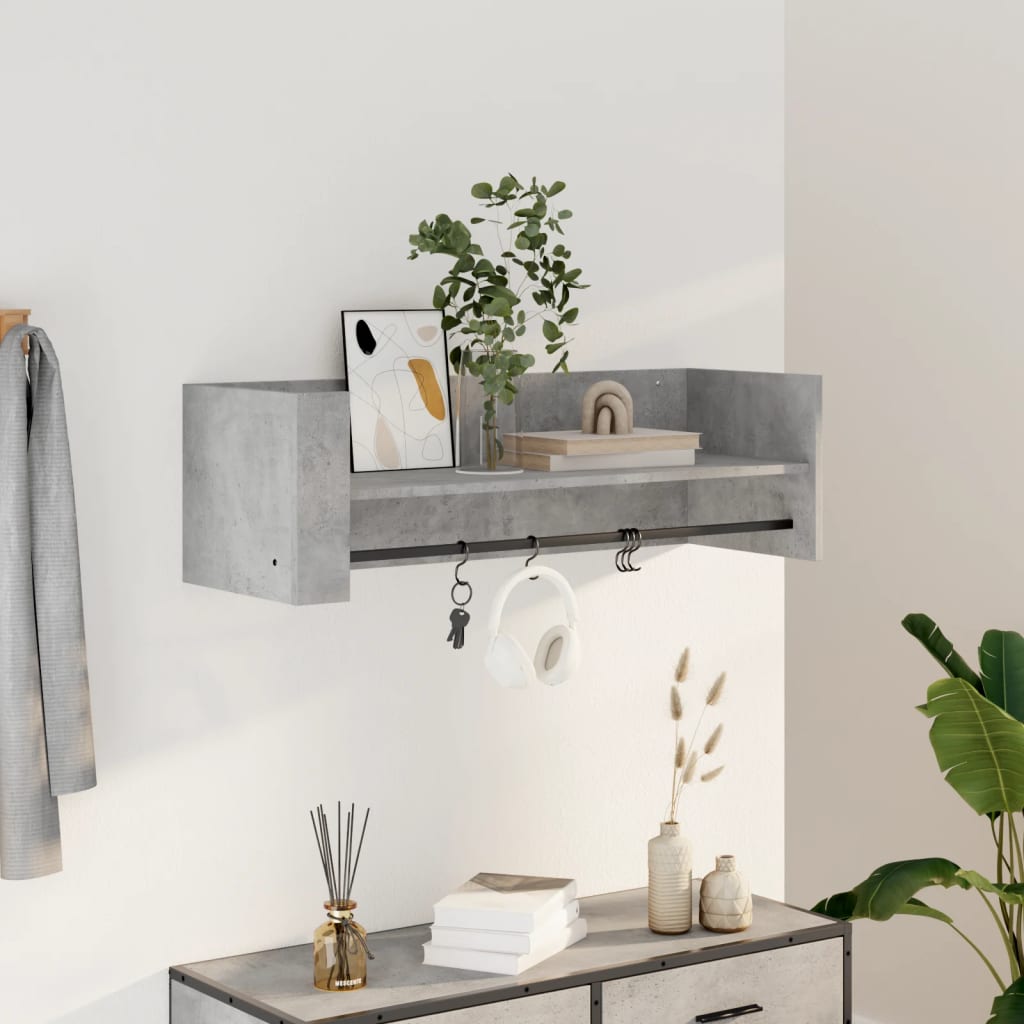 Wall shelf concrete grey 100x35x30.5 cm wood material