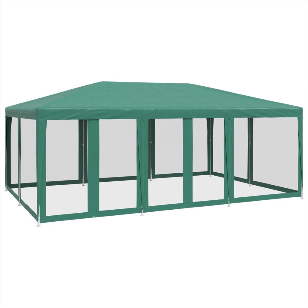 Tente de fête avec 10 panneaux latéraux en maille vert 6x4 m HDPE