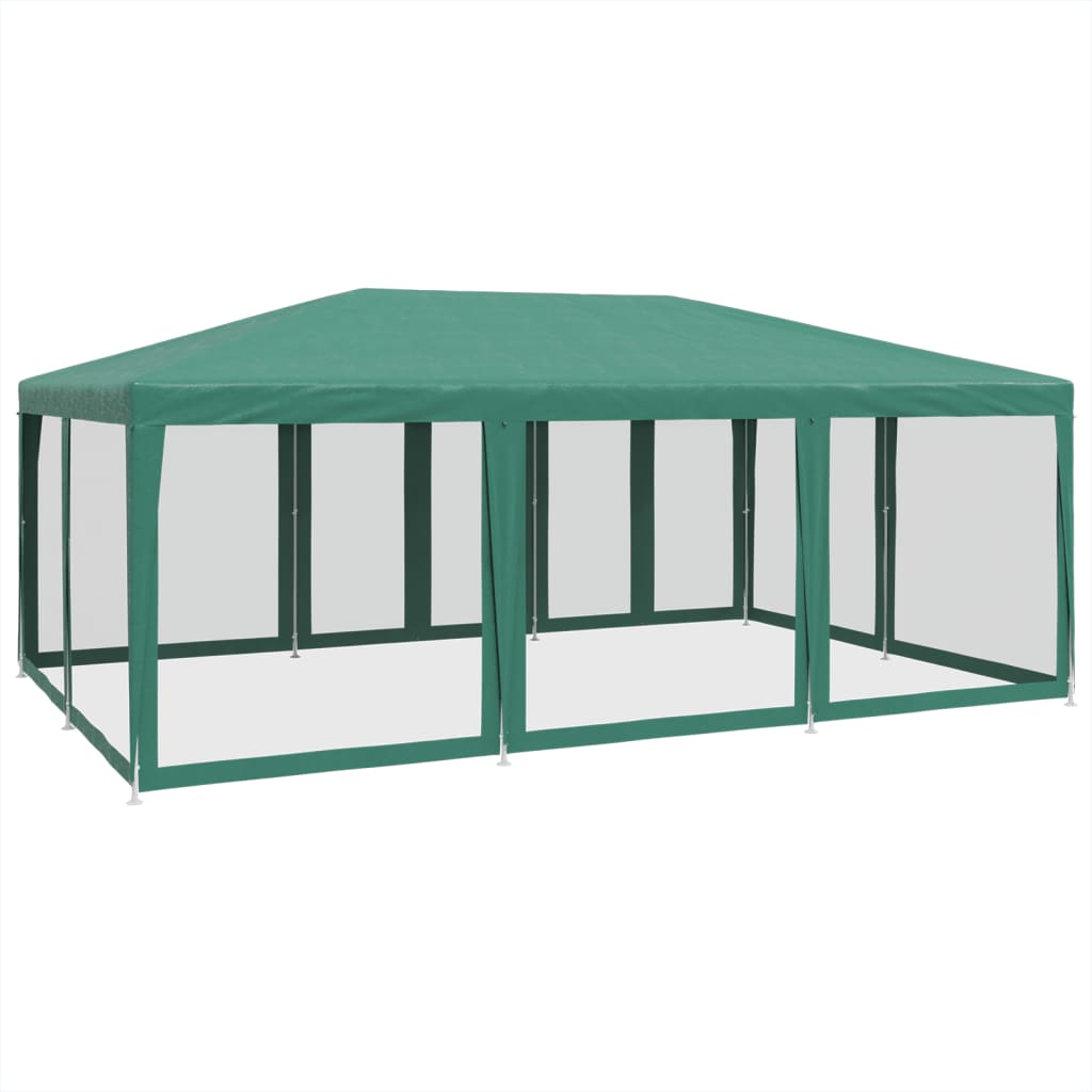Tente de fête avec 10 panneaux latéraux en maille vert 6x4 m HDPE