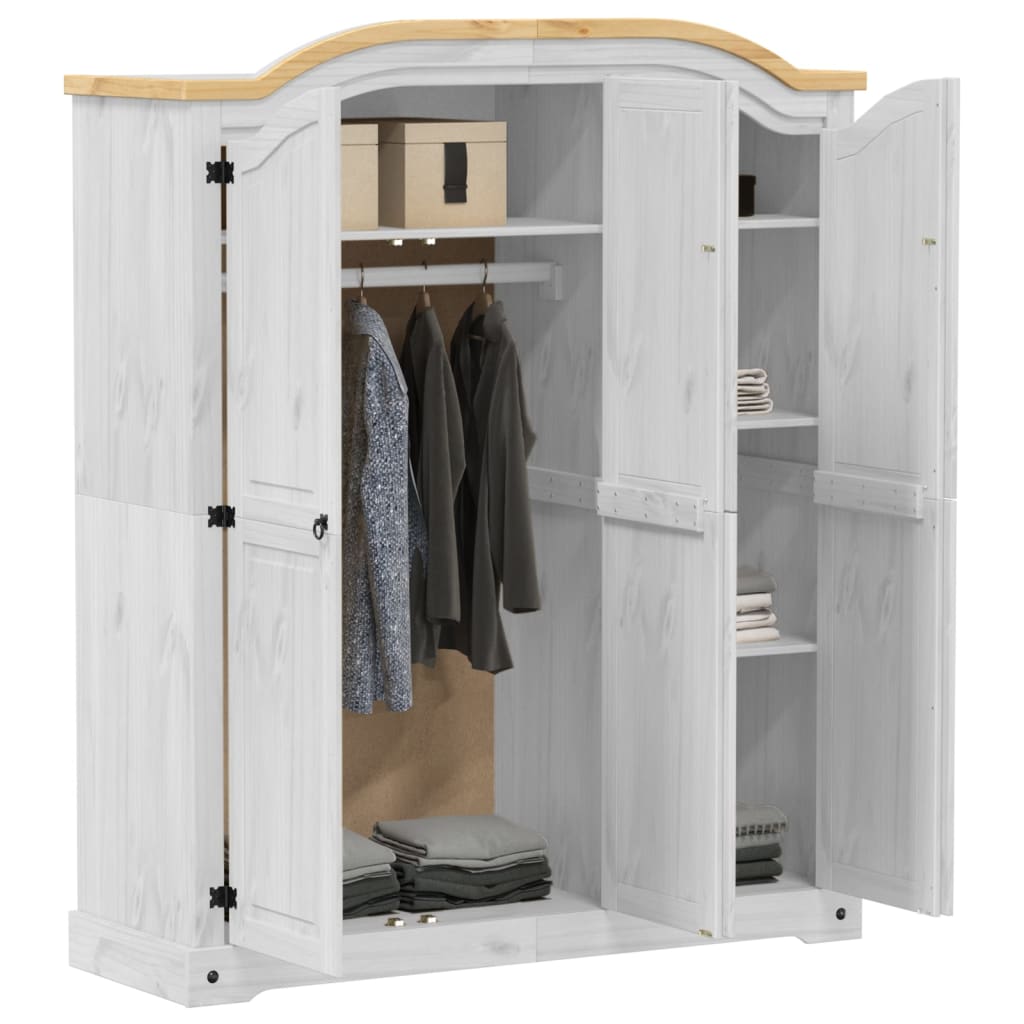 Wardrobe Corona White 151.5x52x186 cm Solid Pine