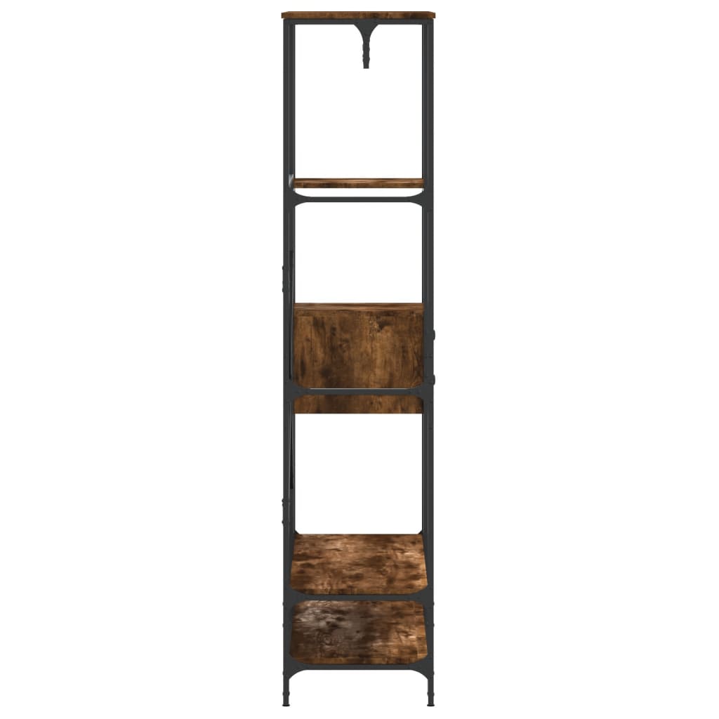 Clothes rack with shelves smoked oak wood material