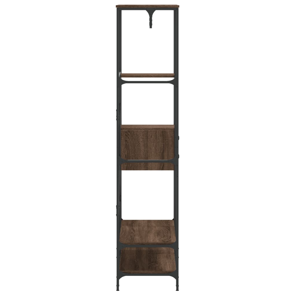 Clothes rack with shelves brown oak look wood material
