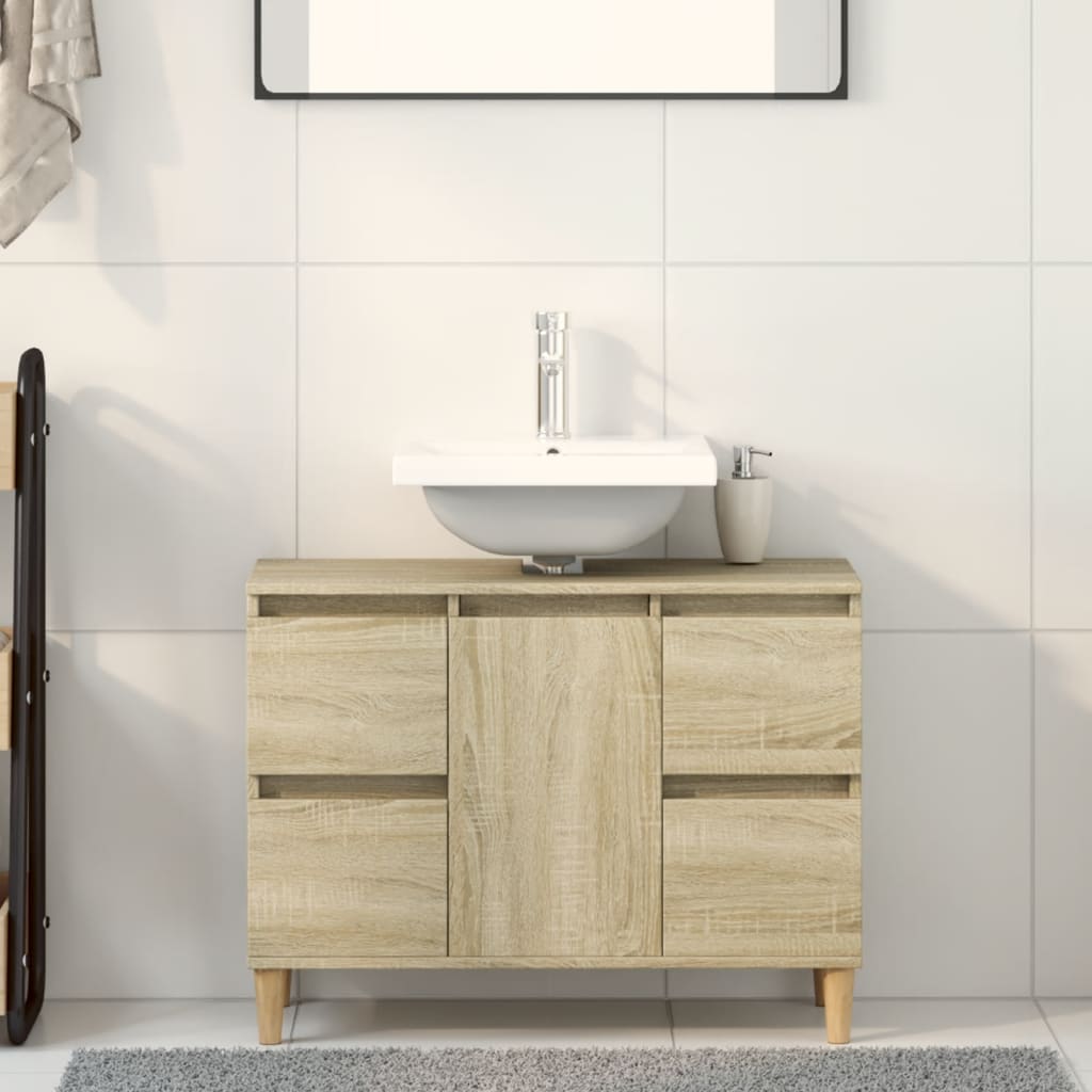 Washbasin base cabinet Sonoma oak 80x33x60 cm wood material