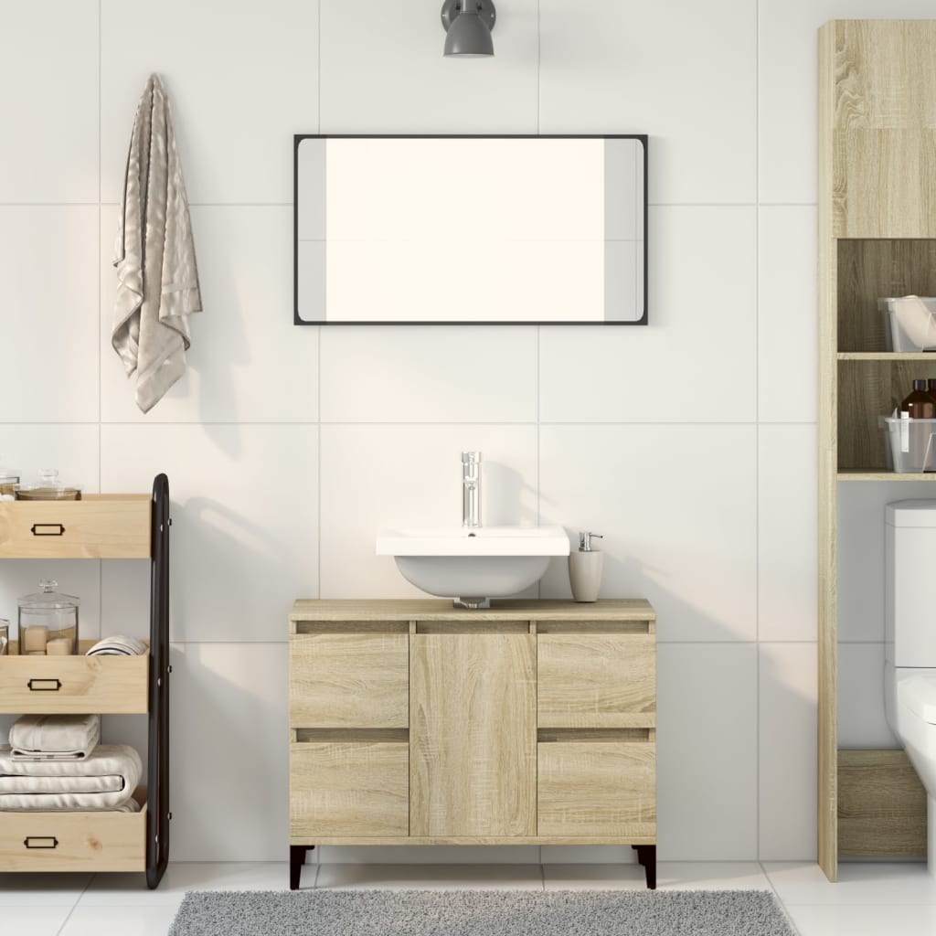 Washbasin base cabinet Sonoma oak 80x33x60 cm wood material