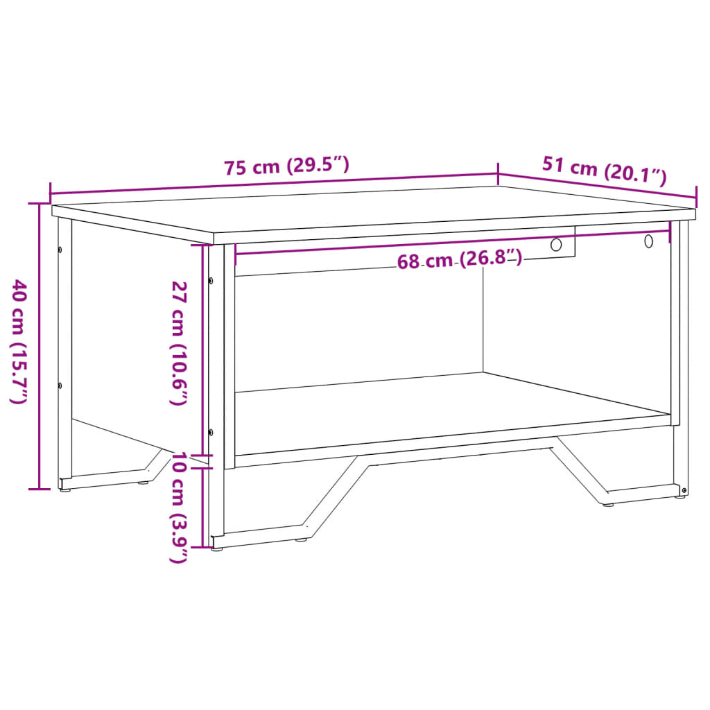 Coffee table Sonoma oak 75x51x40 cm wood material