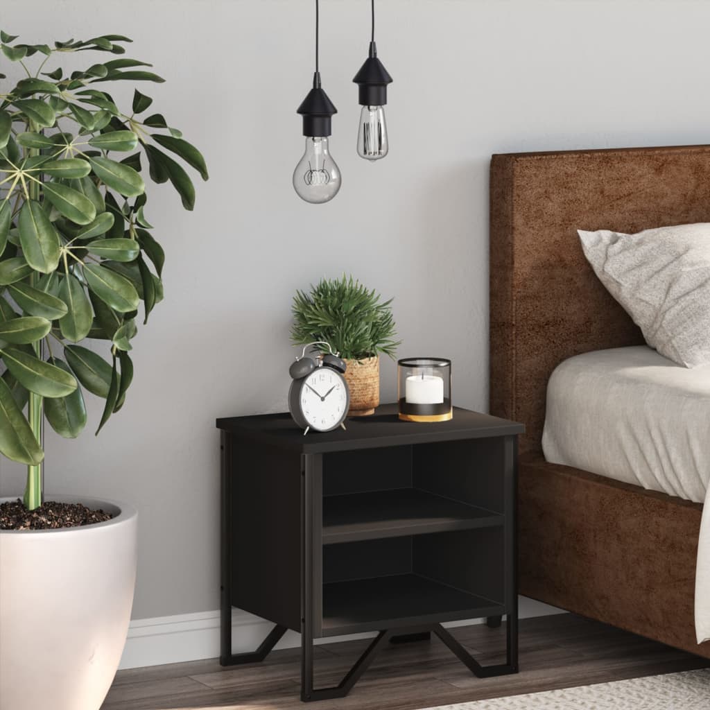 Bedside Table Black 40x30x40 cm Wood Material