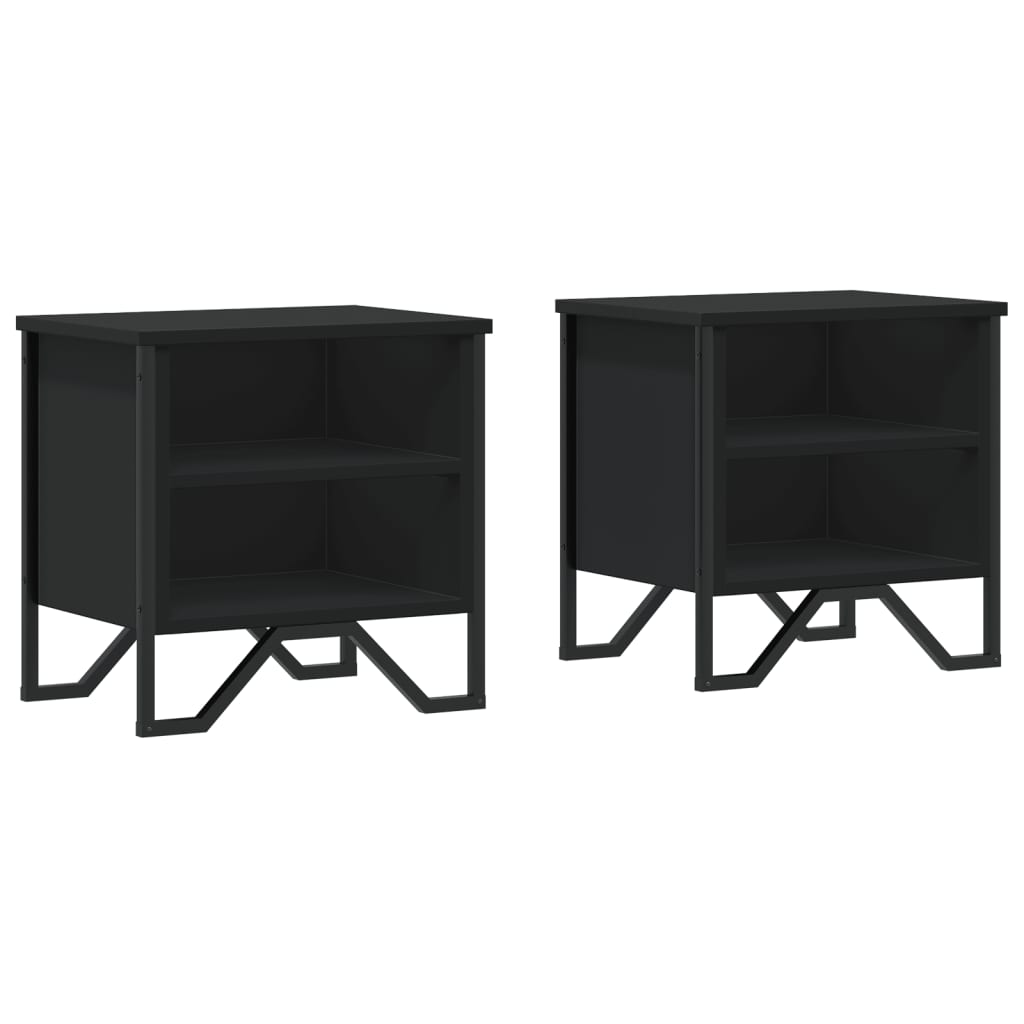 Bedside Table Black 2 pcs. 40x30x40 cm Wood Material