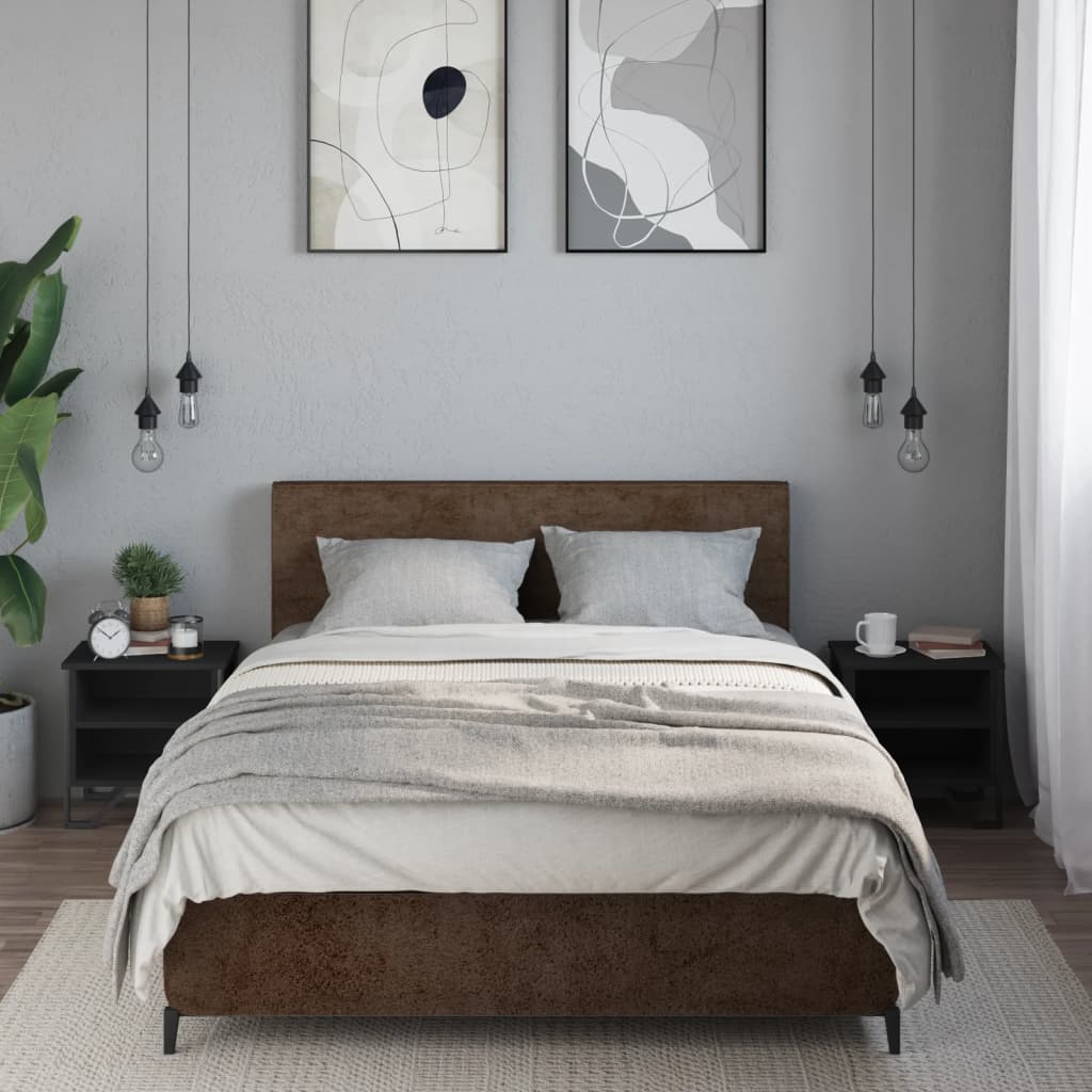 Bedside Table Black 2 pcs. 40x30x40 cm Wood Material