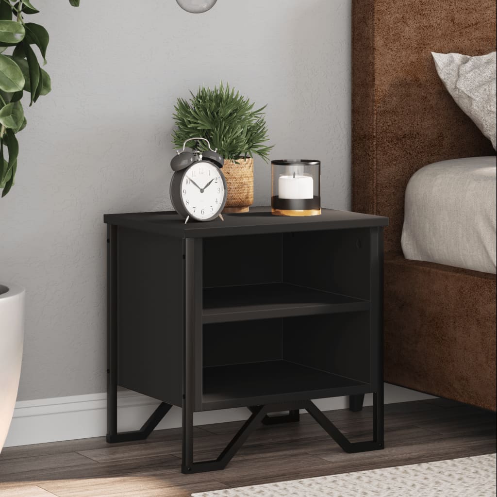 Bedside Table Black 2 pcs. 40x30x40 cm Wood Material
