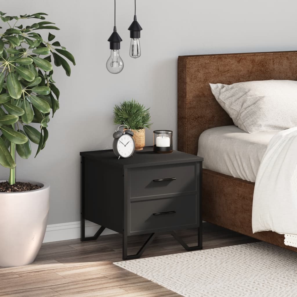 Bedside Table Black 40x41x40 cm Wood Material