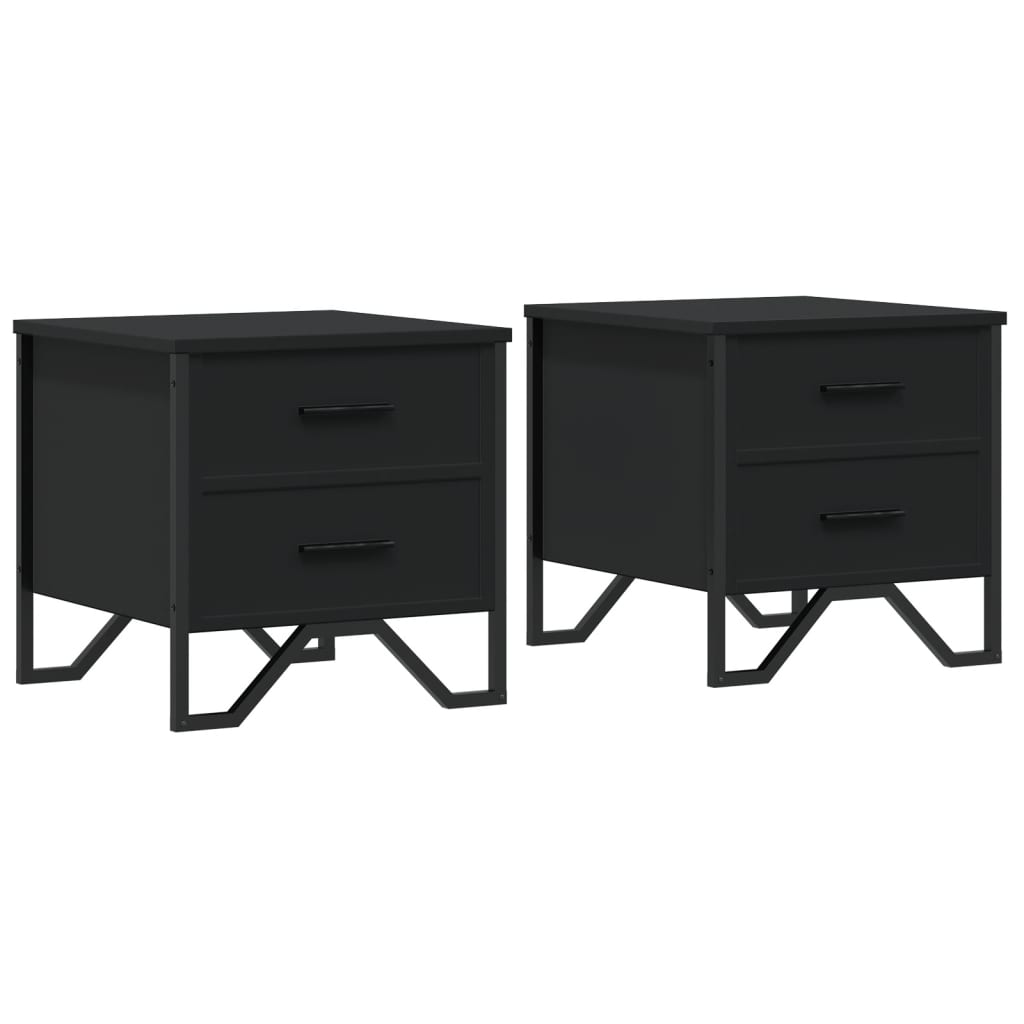 Tables de chevet 2 pcs. Noir 40x41x40 cm en bois