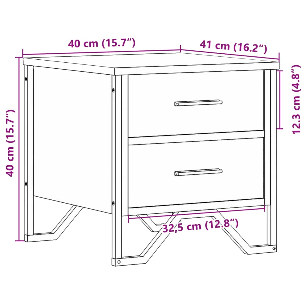 Tables de chevet 2 pcs. Chêne Sonoma 40x41x40 cm matériau bois