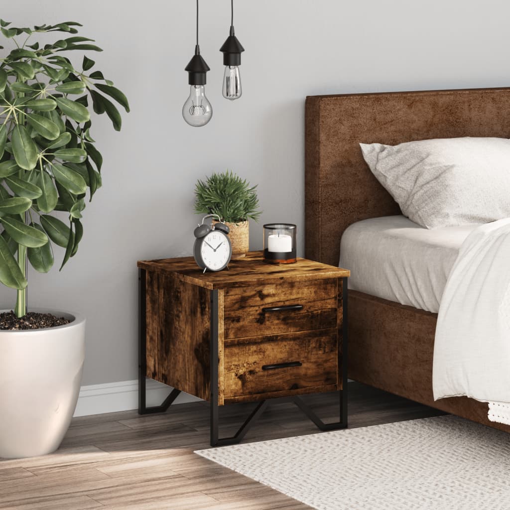 Bedside table smoked oak 40x41x40 cm wood material