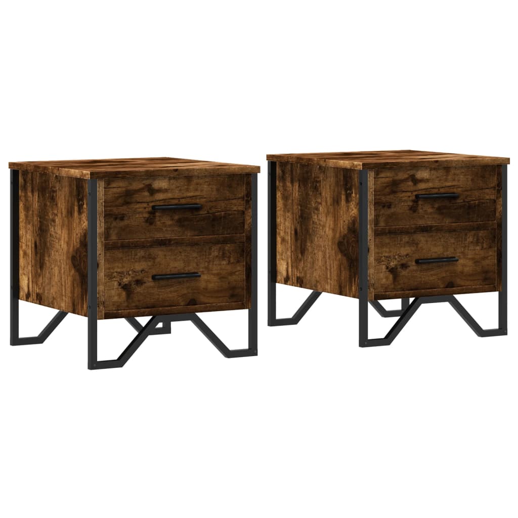 Tables de chevet 2 pcs. chêne fumé 40x41x40 cm matériau bois