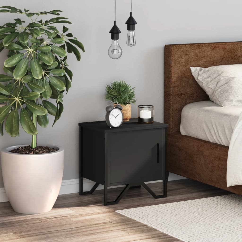 Bedside Table Black 40x30x40 cm Wood Material