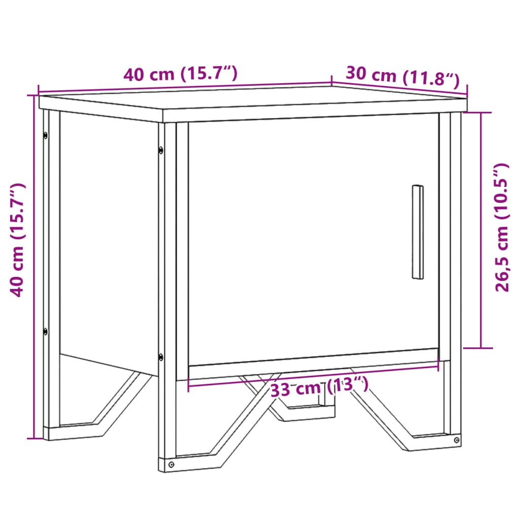 Bedside Table Black 40x30x40 cm Wood Material