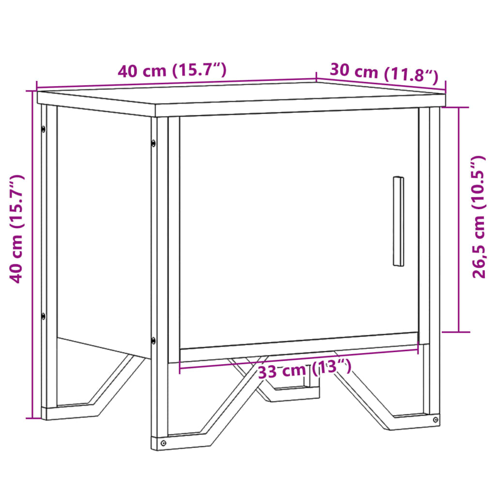 Tables de chevet 2 pcs. Chêne Sonoma 40x30x40 cm matériau bois