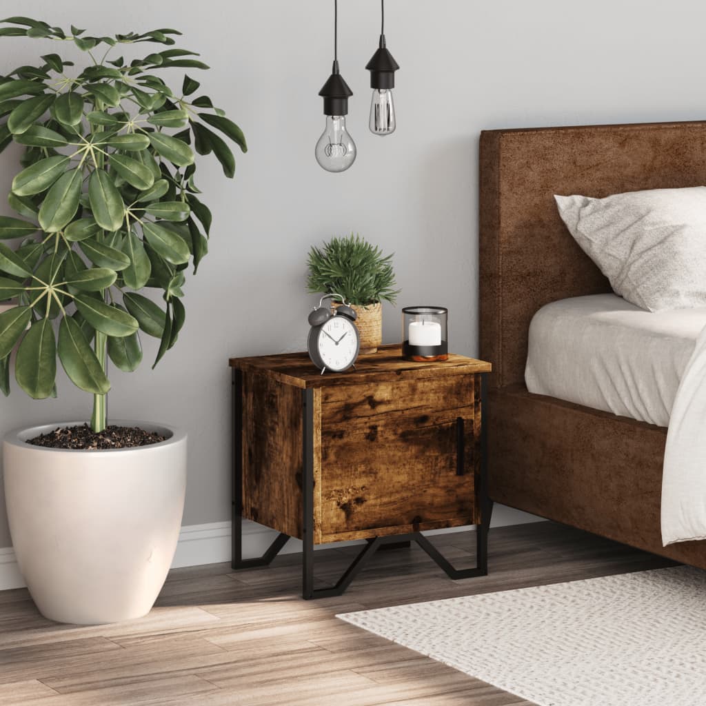 Bedside table smoked oak 40x30x40 cm wood material