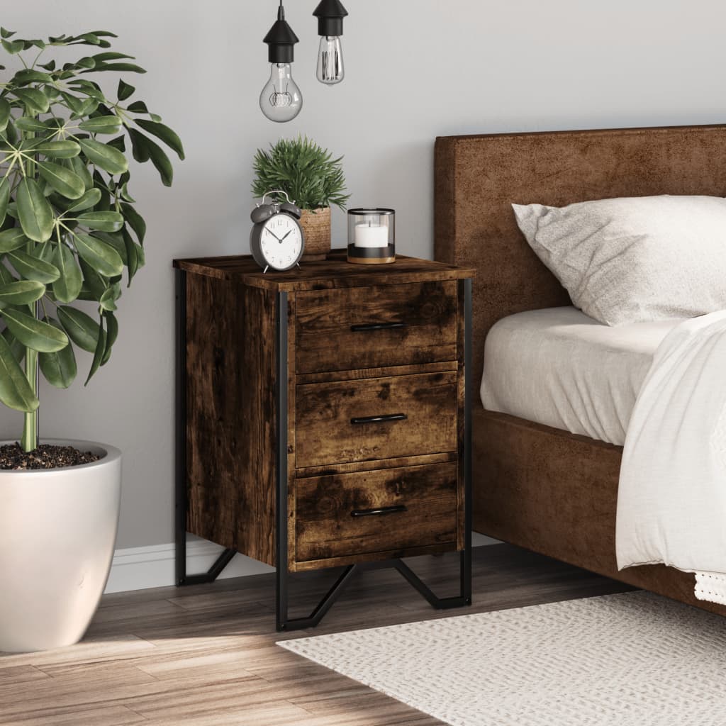 Bedside table smoked oak 40x41x60 cm wood material