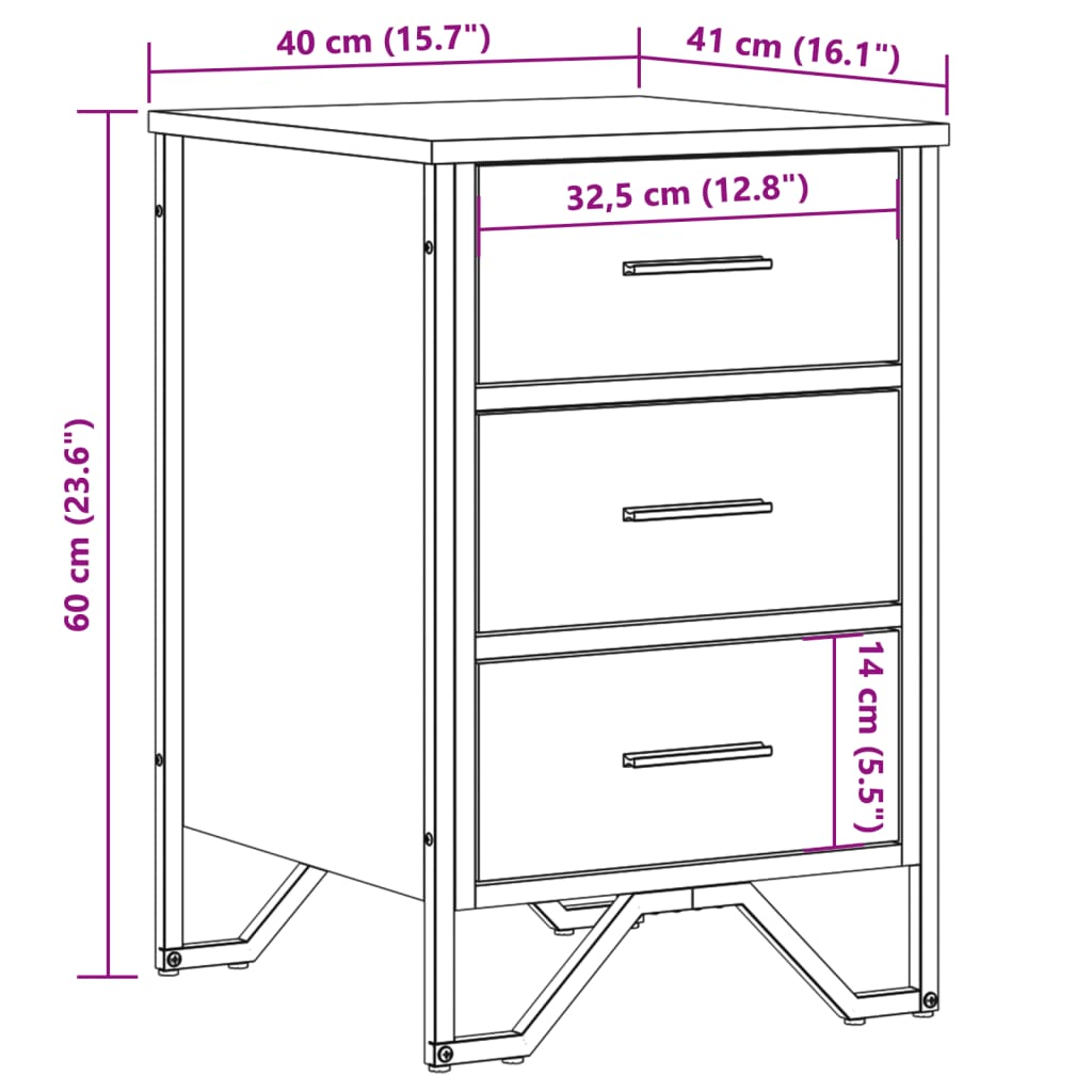 Bedside table smoked oak 40x41x60 cm wood material
