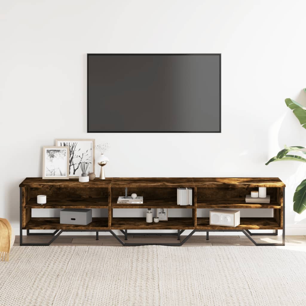 Meuble TV chêne fumé 180x34x41 cm matériau bois