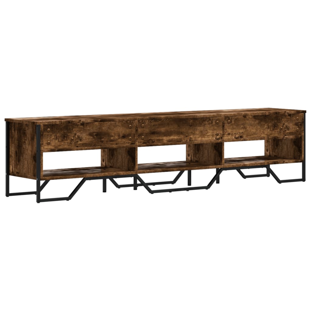Meuble TV chêne fumé 180x34x41 cm matériau bois