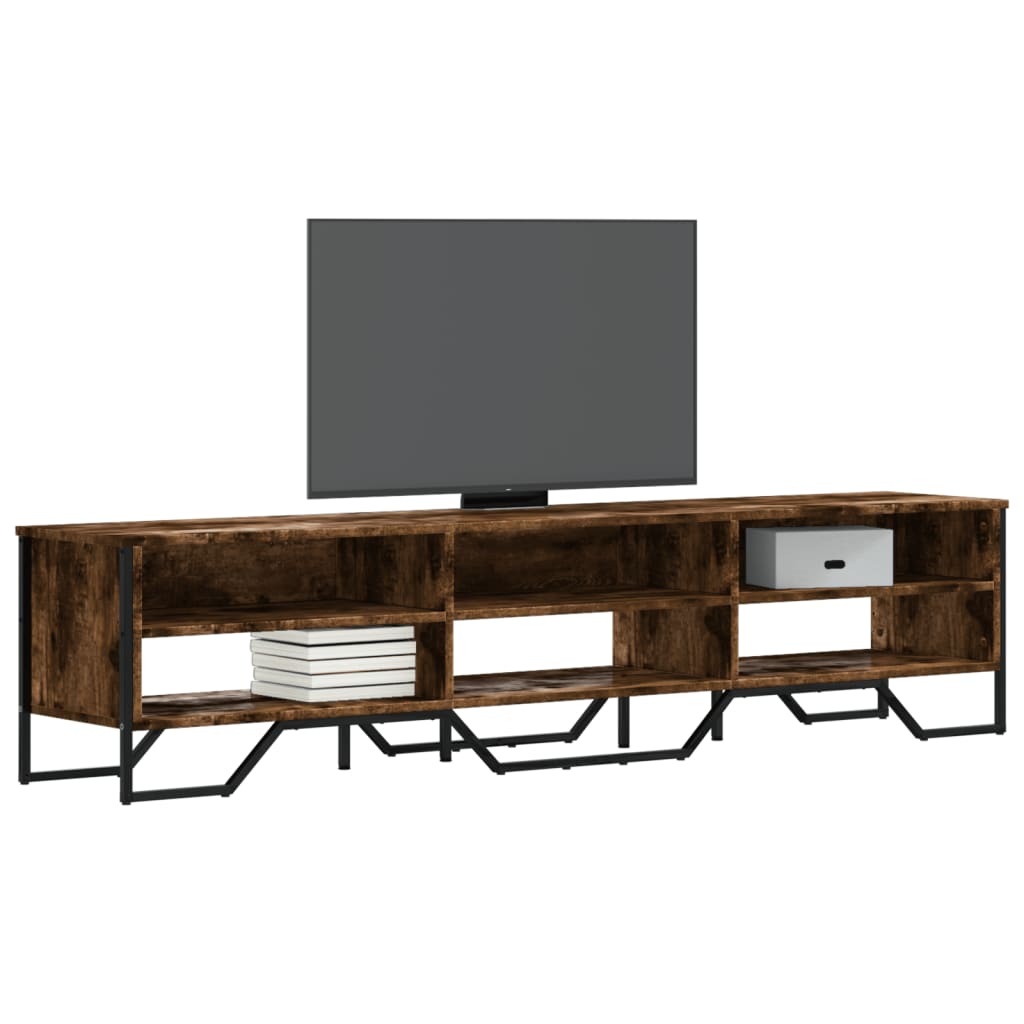 Meuble TV chêne fumé 180x34x41 cm matériau bois