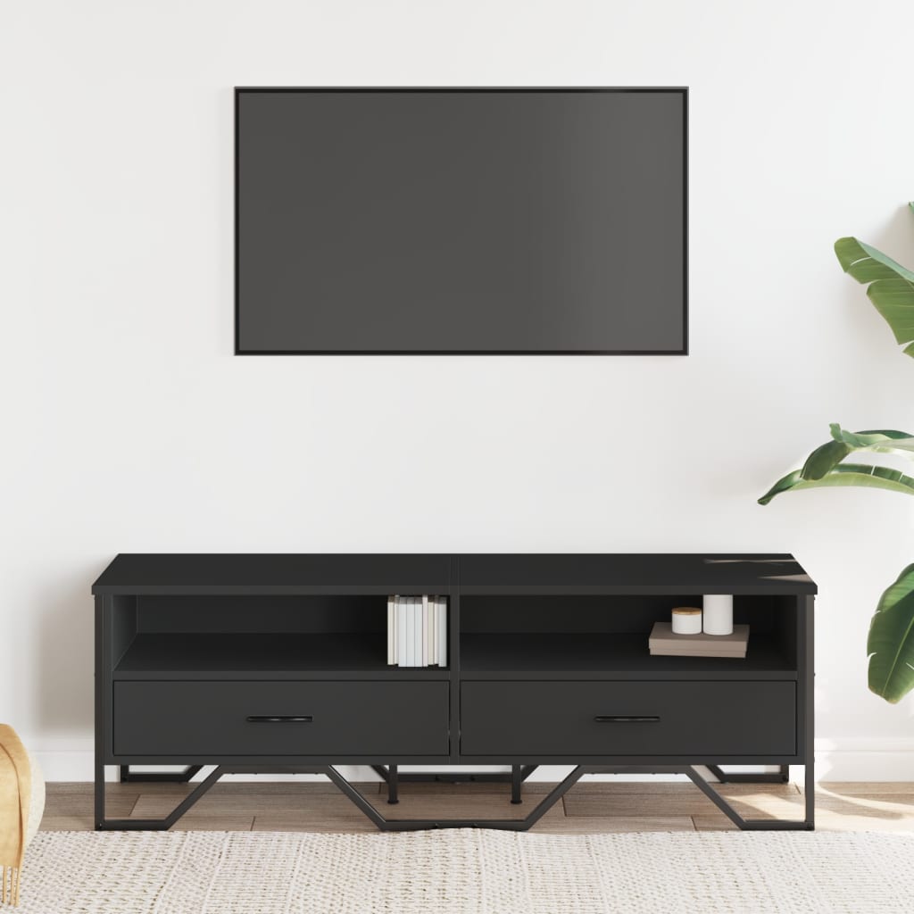 Meuble TV noir 122x34x41 cm en bois