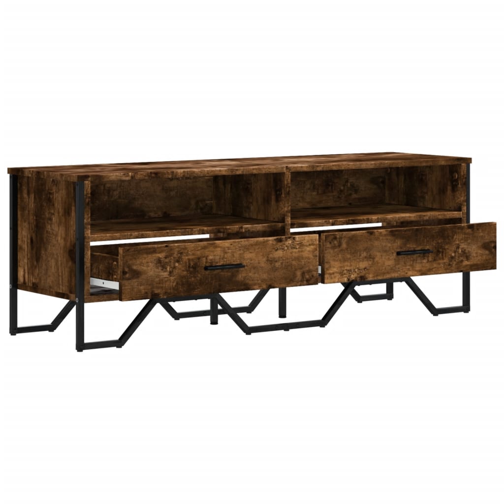 Meuble TV chêne fumé 122x34x41 cm matériau bois