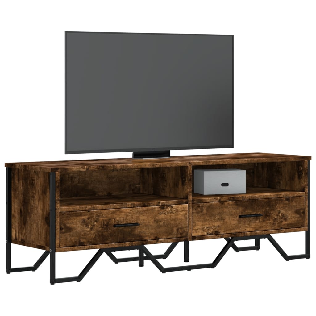Meuble TV chêne fumé 122x34x41 cm matériau bois